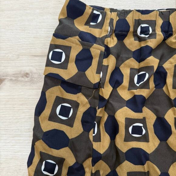 Marni Tan Blue Geometric Pattern Skirt Side Pockets Size 40 - Picture 2 of 9